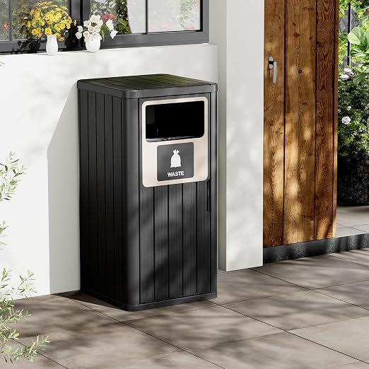 22 Gallon Outdoor Trash Can Waterproof Resin Patio Garbage Can - Image 3