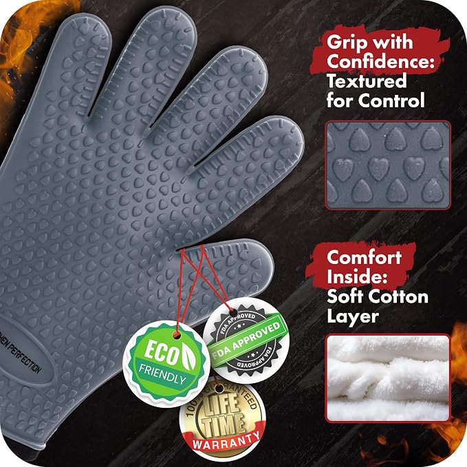 KITCHEN PERFECTION S Silicone Smoker Oven Gloves - Image 4