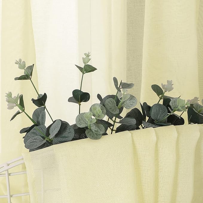 Tollpiz Sheer Curtains Linen Textured Bedroom Curtain Sheers Light Filtering - Image 6