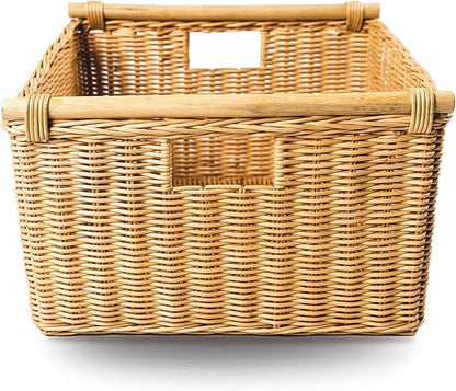 The Basket Lady Deep Pole Handle Wicker Storage Basket, Extra Large, 17.5 in L - Image 3