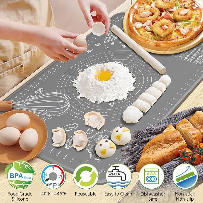 Silicone Baking Mat 32x24 inch, Extra Thick Non-stick Pastry Mat - Image 2