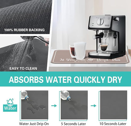 Coffee Bar Mat for Countertops 18inx24in, Absorbent Hide Stain Anti-Slip Cafe - Image 4