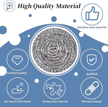Stainless Steel Scrubber Scrubbing Scouring Pad Sponges Clean Pot Pan and Steel - Image 3