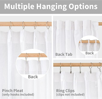 YoungsTex White Linen Semi Sheer Curtains - Image 5