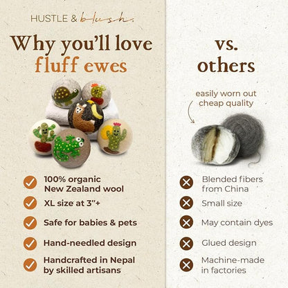 Fluff Ewes Wool Dryer Balls 6 Pack Premium New Zealand Wool Laundry Balls - Image 4