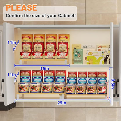 Expandable Can Organizer for Pantry, 3-Tier Adjustable Bamboo & Iron Can Rack - Image 3