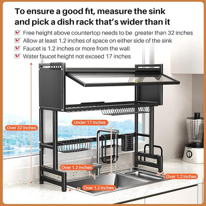 Over The Sink Dish Drainer Drying Rack 3 Tiers - Image 9