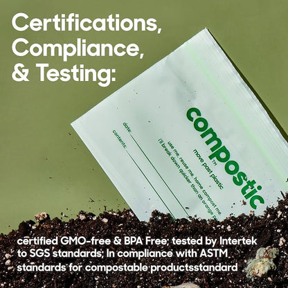 Compostic Home Compostable Resealable Snack Bags, Microwave & Freezer Safe - Image 6