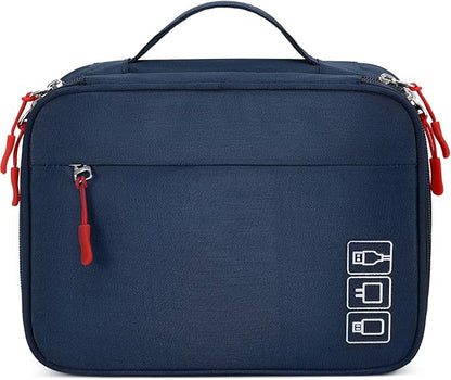 MIRLEWAIY Electronics Cable Organizer Bag, Water-resistant Tech Pouch, Portable Travel Cord Organizer, Electronics Accessories Carrying Case for Charger, Cable, Earphone, SD Cards, Blue