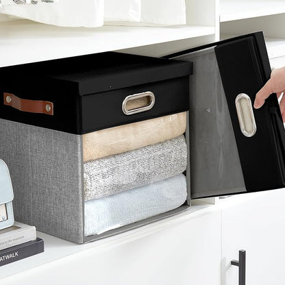 Fabric Storage Cubes with Clear Windows and Lids 11'' Foldable Storage Bins - Image 7