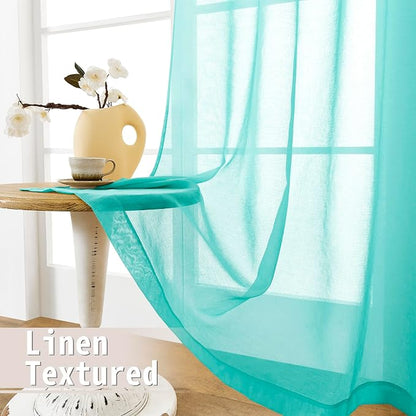 Tollpiz Sheer Door Curtain Closet Linen Textured Curtains Sheer Doorway Light - Image 4
