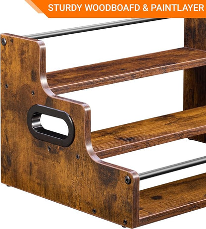 YQBRAO [Upgraded Rustic Wood Liquor Bottle Display Shelf, 3-Tier Liquor Shelf - Image 8