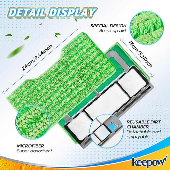 KEEPOW Reusable Mop Pads Refills, Mop Replacement Pads Compatible - Image 4