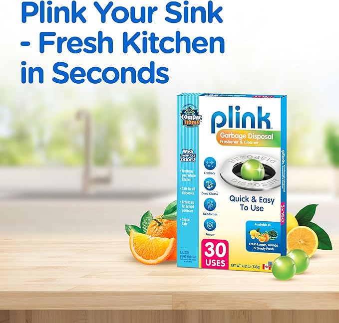 COMPAC HOME Plink Garbage Disposal Cleaner and Deodorizer, Freshens Your Kitchen and Waste Disposal, Assorted, 30 Count