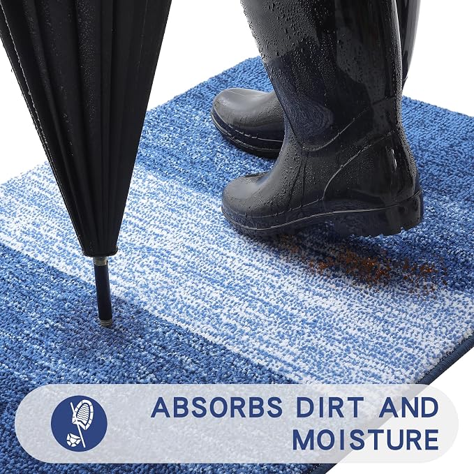 Kitinjoy Indoor Outdoor Door Mat, 24x16 Non-Slip Absorbent Dirt Trapper - Image 2
