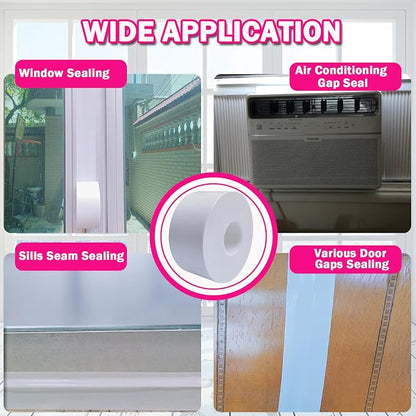 White Window Weather Sealing Tape, Waterproof Window AC Air Conditioner Sealing - Image 3