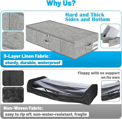 Under Bed Storage Container Bins 2 Pack, Low Profile Foldable Underbed Clothes - Image 3