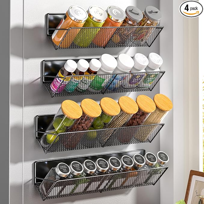DTUQYX Magnetic Spice Rack for Refrigerator 4 Pack, Extra Long Strong Magnetic by DTUQYX