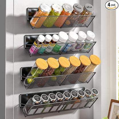 DTUQYX Magnetic Spice Rack for Refrigerator 4 Pack, Extra Long Strong Magnetic by DTUQYX