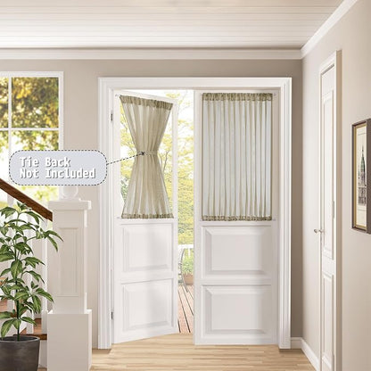 Tollpiz Sheer Door Curtains Closet Linen Textured Curtain Sheers Doorway Light - Image 2