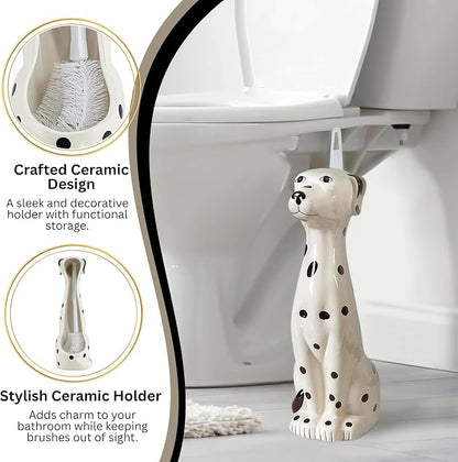 Allure Home Creation Dalmatian Dog White & Black 2-Piece Ceramic Toilet Brush - Image 9