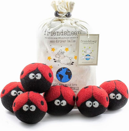Friendsheep Wool Dryer Balls 6 Pack XL Organic Premium Reusable Cruelty Free by Friendsheep
