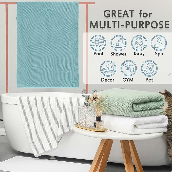 VOOVA & MOVAS Bath Towels Set of 4, Large 30" x 56" - 100% Cotton | Quick Dry | Light Weight | Thick | Soft | Absorbent, Towel Set for Bathroom, Bathroom Essentials, Dark Beige