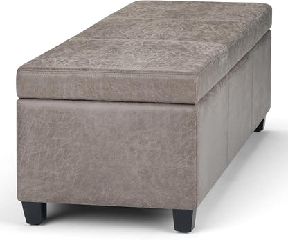 SIMPLIHOME Avalon 48 inch Wide Contemporary Rectangle Storage Ottoman Bench in - Image 11