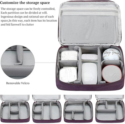 MIRLEWAIY Electronics Cable Organizer Bag, Water-resistant Tech Pouch, Portable Travel Cord Organizer, Electronics Accessories Carrying Case for Charger, Cable, Earphone, SD Cards, Blue