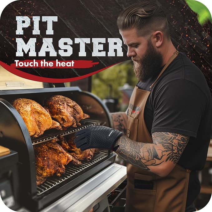 KITCHEN PERFECTION Silicone Smoker Oven Gloves-Extreme Heat Resistant BBQ - Image 3