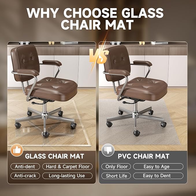 47“ x 40” Beveled Edge Glass Chair Mat - Image 4