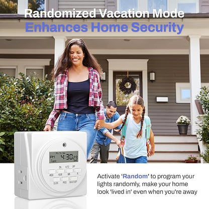BN-LINK Indoor Digital Timer Outlet, Dual Outlet 7 Day Programmable Light Switch - Image 5