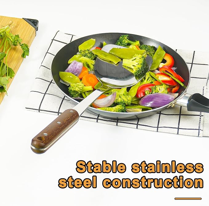FJNATINH Stainless Steel Wok Spatula, Skimmer Ladle Tool Set, Mirror Polished - Image 6