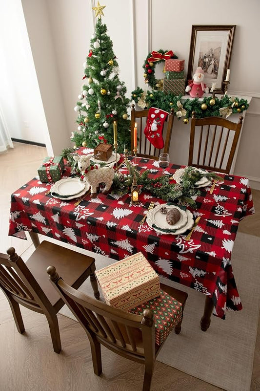 Classic Gingham Buffalo Xmas Tablecloth Fabric - Image 2