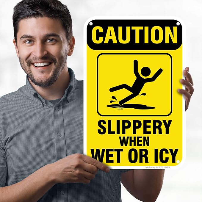 Caution Slippery When Wet Sign or ICY Sign, Indoor/Outdoor Use, USA MADE By My - Image 2