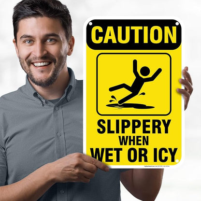 Caution Slippery When Wet Sign or ICY Sign, Indoor/Outdoor Use, USA MADE By My - Image 2