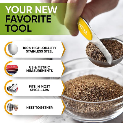 Spring Chef Magnetic Measuring Cups & Spoons Set, Strong N45 Magnets, Heavy - Image 5