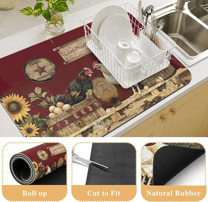 Kitchen Countertop Dish Drying Mat, Super Absorbent Coffee Bar Mat - Image 3