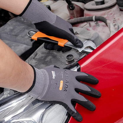 Kebada W2 Safety Work Gloves, Micro-Foam Nitrile Coated Gloves, Touchscreen - Image 2