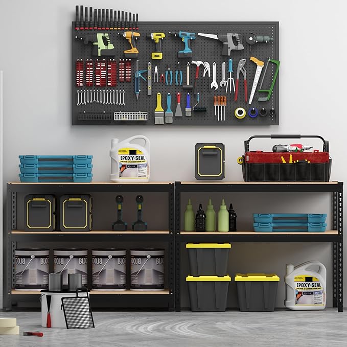 PrimeZone 48" x 24" x 72" Heavy Duty Storage Shelves, 5 Tier Adjustable Garage Storage Shelving, Metal Storage Utility Rack Shelf Unit for Warehouse Pantry Closet Kitchen, Black, 10 Pack