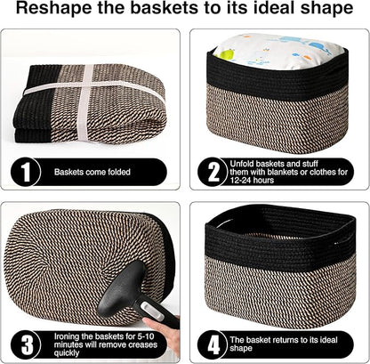 Storage Baskets for Organizing Shelves, Toy Basket for Kid's Room, Woven Cotton - Image 7