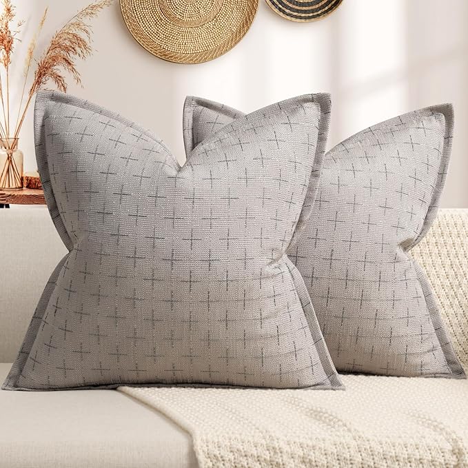 Pillow Covers 26x26 Set of 2 Soft Polyester Textured Pillow Covers by ZWJD