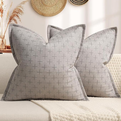 Pillow Covers 26x26 Set of 2 Soft Polyester Textured Pillow Covers by ZWJD