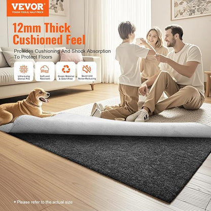 VEVOR Rug Pad Without Slip Resistance, Protective Cushioning Carpet Pad - Image 2