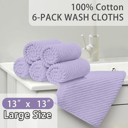 Washcloths for Showering, Thick Cotton Washcloths for Face, Lavender Face Towel - Image 4