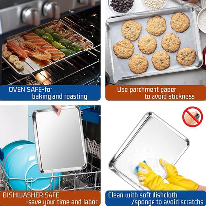 P&P CHEF 12.5 Inch Baking Cookie Sheet, Oven Pan Tray Stainless Steel Sheet Pan - Image 5