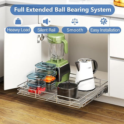 ROOMTEC Pull Out Cabinet Organizer, Cabinet Pull Out Shelves 28½" W x 21½" D - Image 2