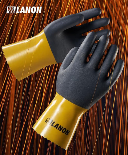 LANON PVC Chemical Gloves, Thick Rubber Work Gloves, Heavy-Duty, EN 374/388 - Image 6