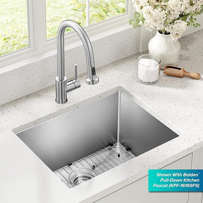 Kraus KHU101-24L Standart PRO 24-inch Undermount 16 Gauge Single Bowl Laundry and Utility Sink, 24 Inch, Tight Radius