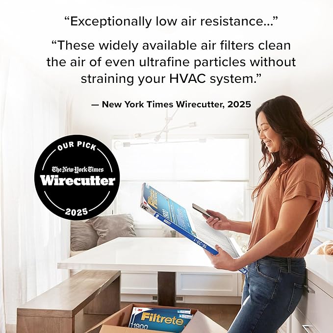 Filtrete 18x18x1 AC Furnace Air Filter, MERV 13, MPR 1900, Premium Allergen, Bacteria & Virus Filter, 3-Month Pleated 1-Inch Electrostatic Air Cleaning Filter, 6-Pack (Actual Size 17.81x17.81x0.78 in)